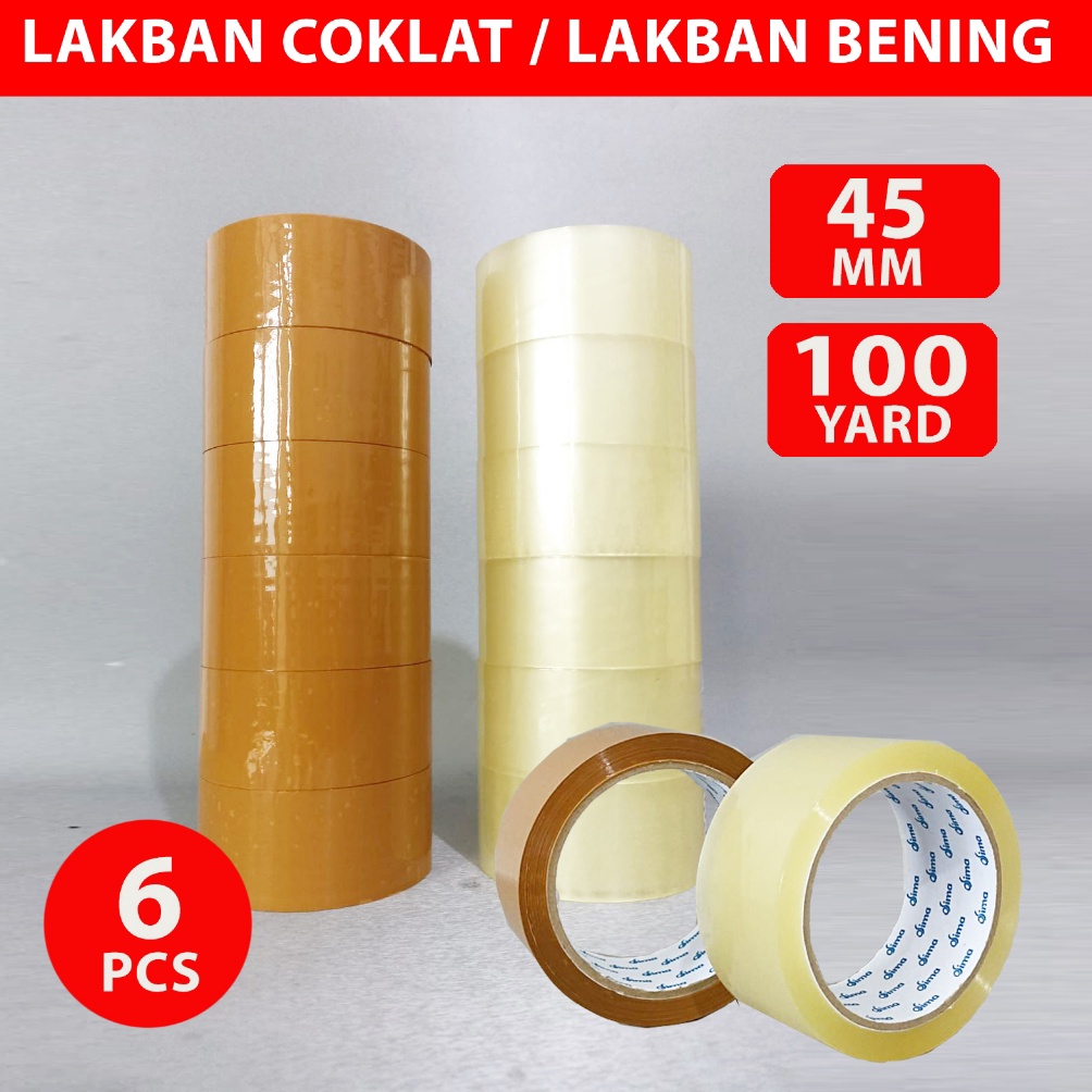 

KODE A38Q Slop isi 6 pc Lakban Bening Coklat 45mmx1yard isi 6pcs 2inch x1yard SM Online Plakban OPP Tape