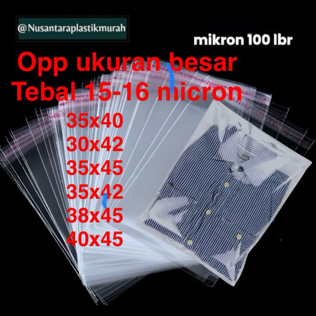 

35x40/30x42/35x45/35x42/38x45/40x45/30x45 04 15 MICRON | PLASTIK OPP SEAL 100 PCS | PLASTIK OPP BAJU