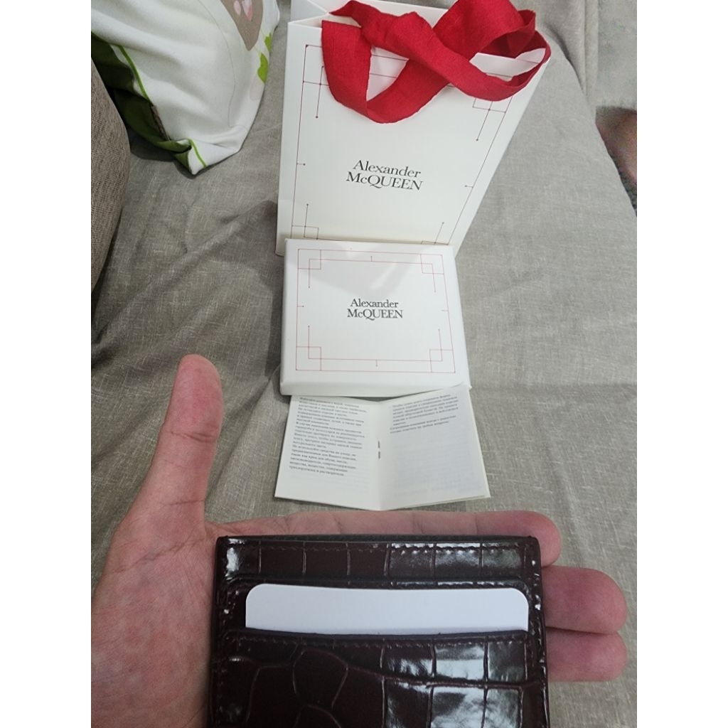 Dompet Kartu Uang Alexander Mcqueen 100% Only Original Maroon Gelap