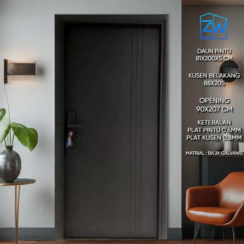 ZW - ( Pintu baja A036 ) PINTU UTAMA /  PINTU BAJA/PINTU RUMAH  / PINTU FULLSET KUSEN + HANDLE / PIN