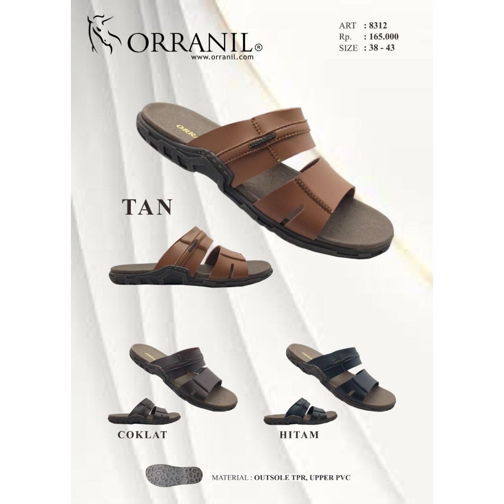 Orranil 8312 sandal pria dewasa Warna Coklat 39-43