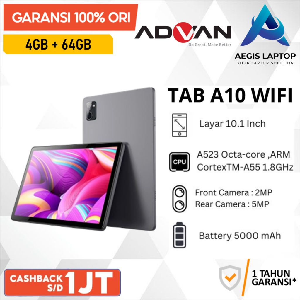 Advan TAB A10 Wifi Only 4GB 64GB Garansi Resmi