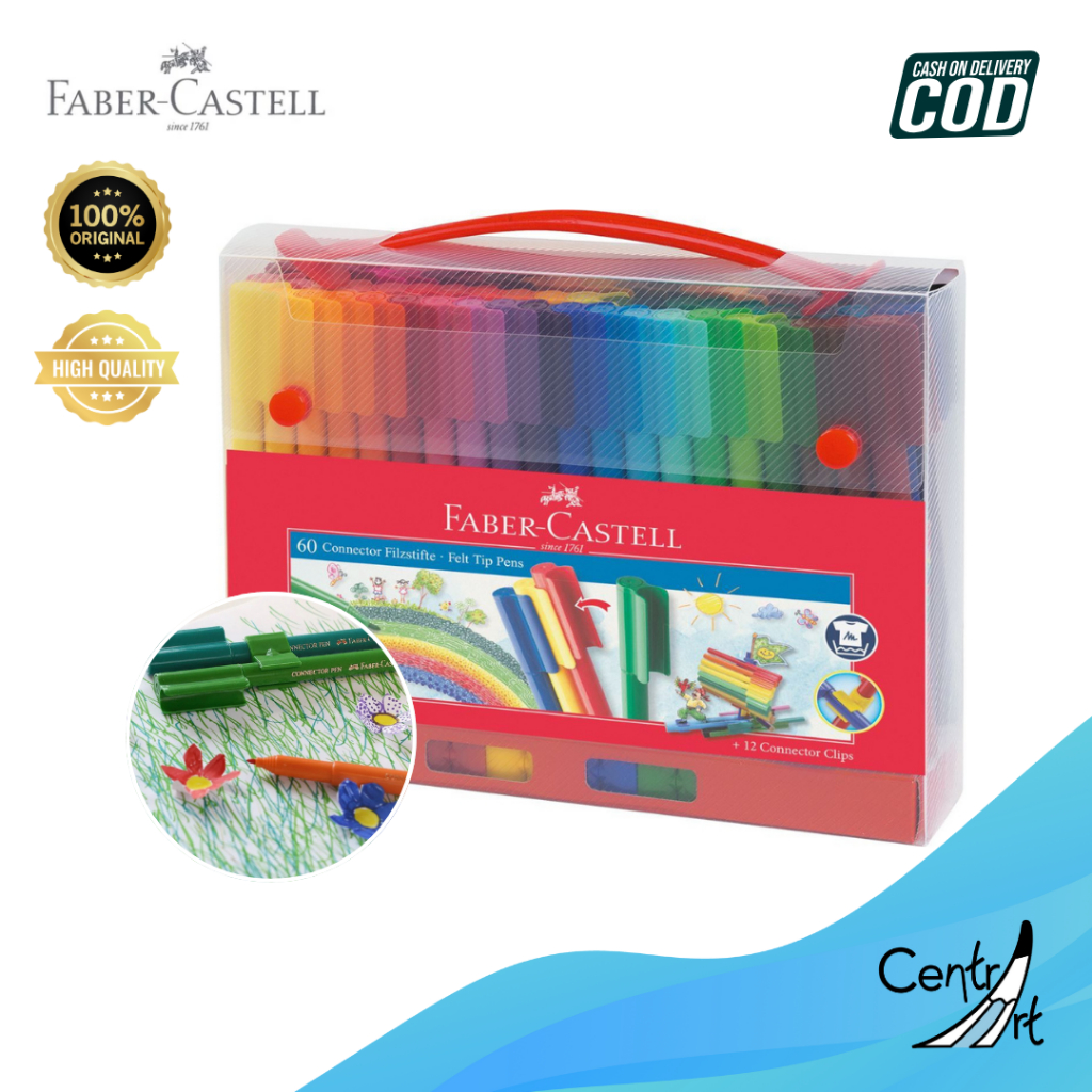 

Faber Castell 60 Connector pens | Connector felt tip pen set carrying case 72 PCS | Spidol connector