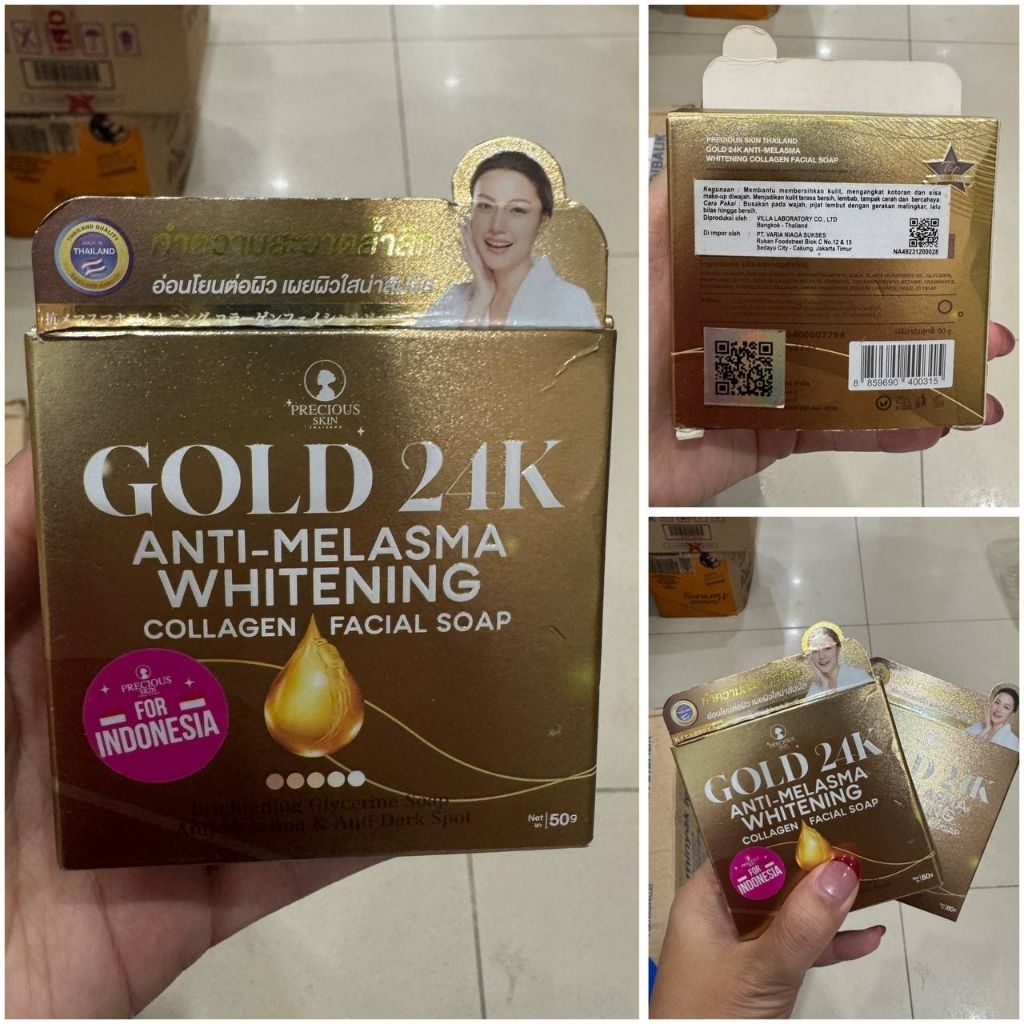 Precious Skin Thailand Gold K24 Anti-Melasma Whitening Collagen Facial Soap