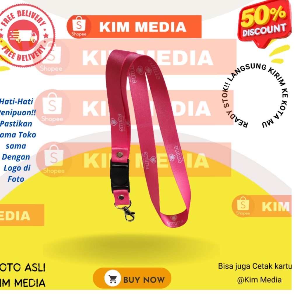

Tali idcard Emina / Lanyard idcard Emina / Tali Kalung Emina / Gantungan Emina Harga Grosir Anti Luntur