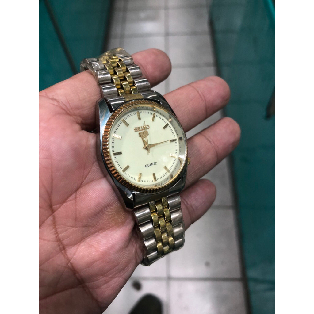 jam tangan pria klasik seiko quartz stenlis steel anti air
