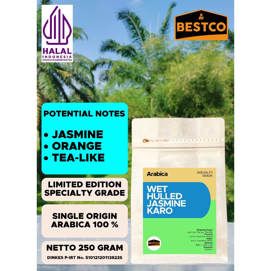 

Kopi Bestco Specialty Arabica Wet Hulled Jasmine Karo 250 gr