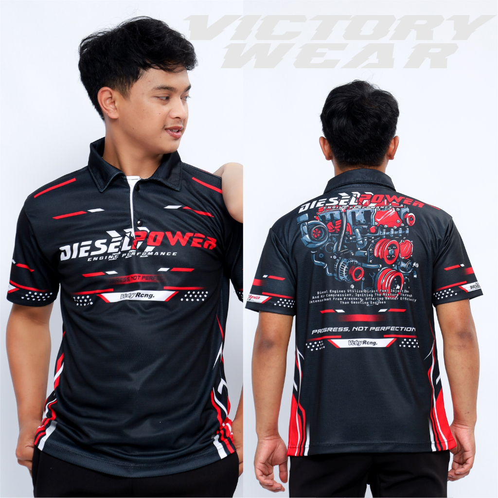 JERSEY KAOS RACING CUSTOM DIESEL POWER POLO KERAH KANCING V-NECK, KAOS SATUAN, BAHAN FULLPRINT VW42