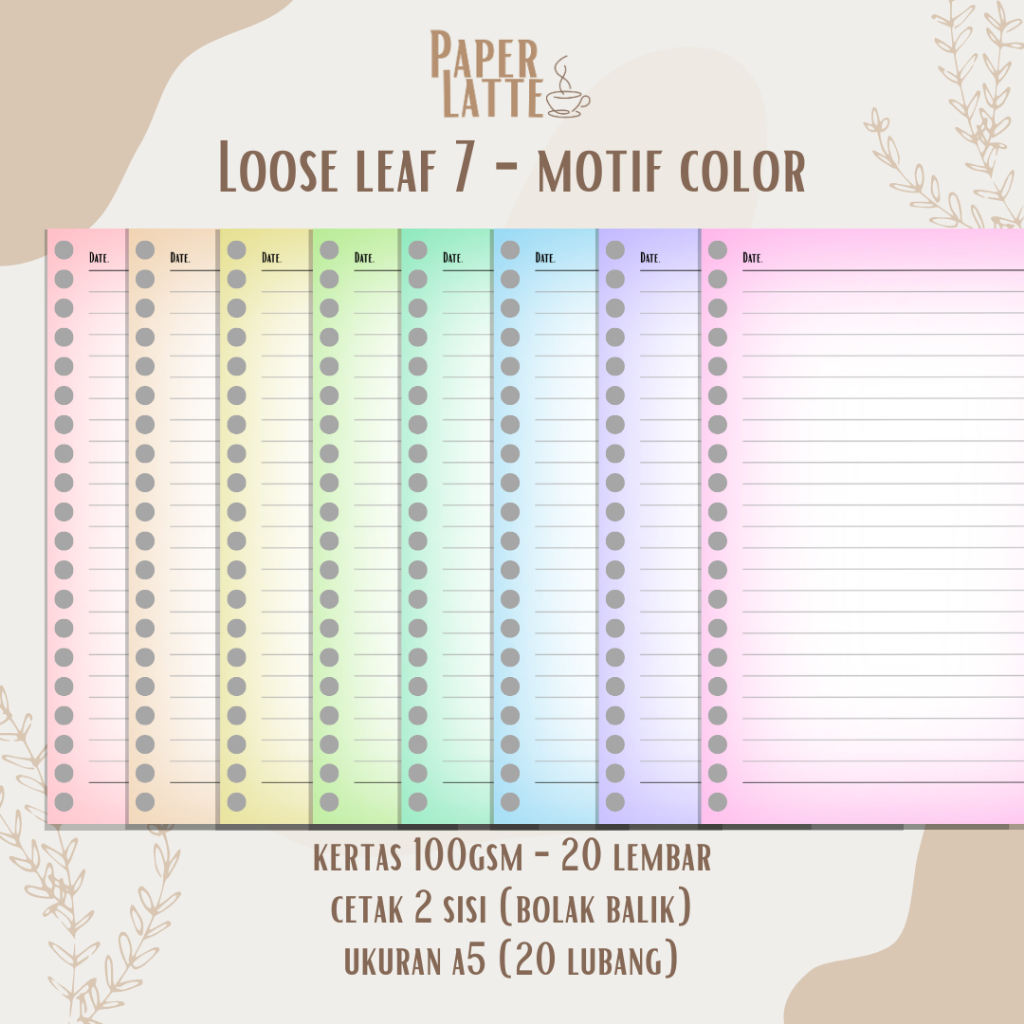 

Isi Binder Color Aesthetics A5 | Loose leaf Binder A5 | isi binder estetik | Paper Latte