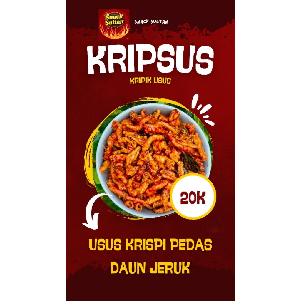 

Kripik usus krispi 500g varian pedas daun jeruk