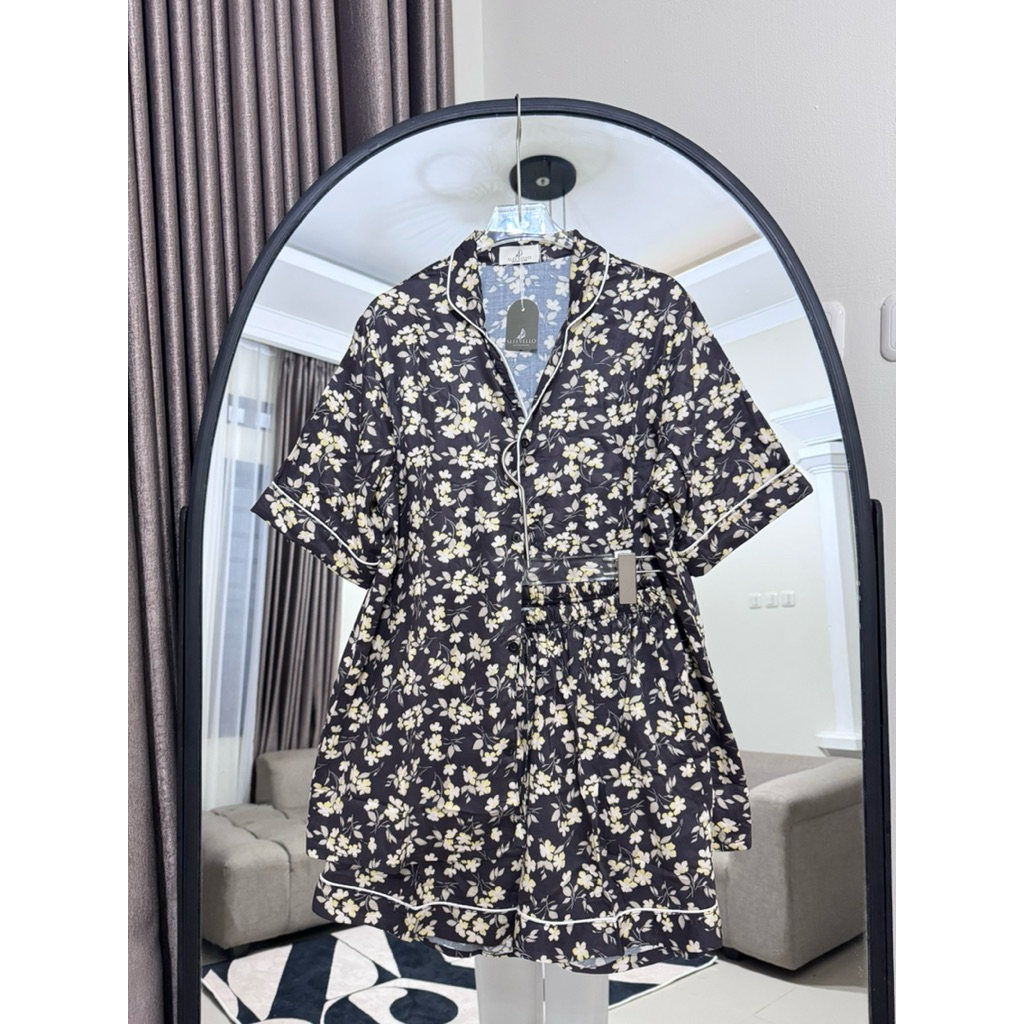 Ditsy Charcoal Pajamas | Piyama | Baju Tidur