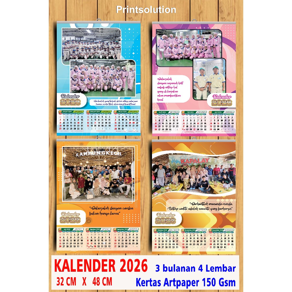 

kalender dinding 2026 3 bulanan 4 lembar glossy