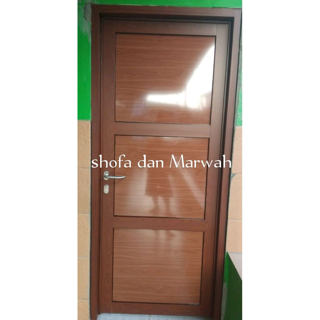 kusen+pintu alumunium serat kayu 3 in ukuran L 90.T200 gratis Peking kayu