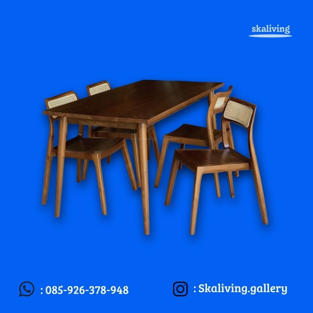 Set meja makan rotan 4 kursi robot minimalis kayu jati set meja makan robot minimalis kayu jati set 