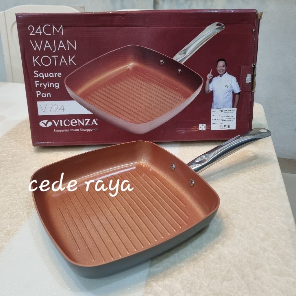 grill pan / wajan kotak vicenza square frying pan 24 cm v - 724