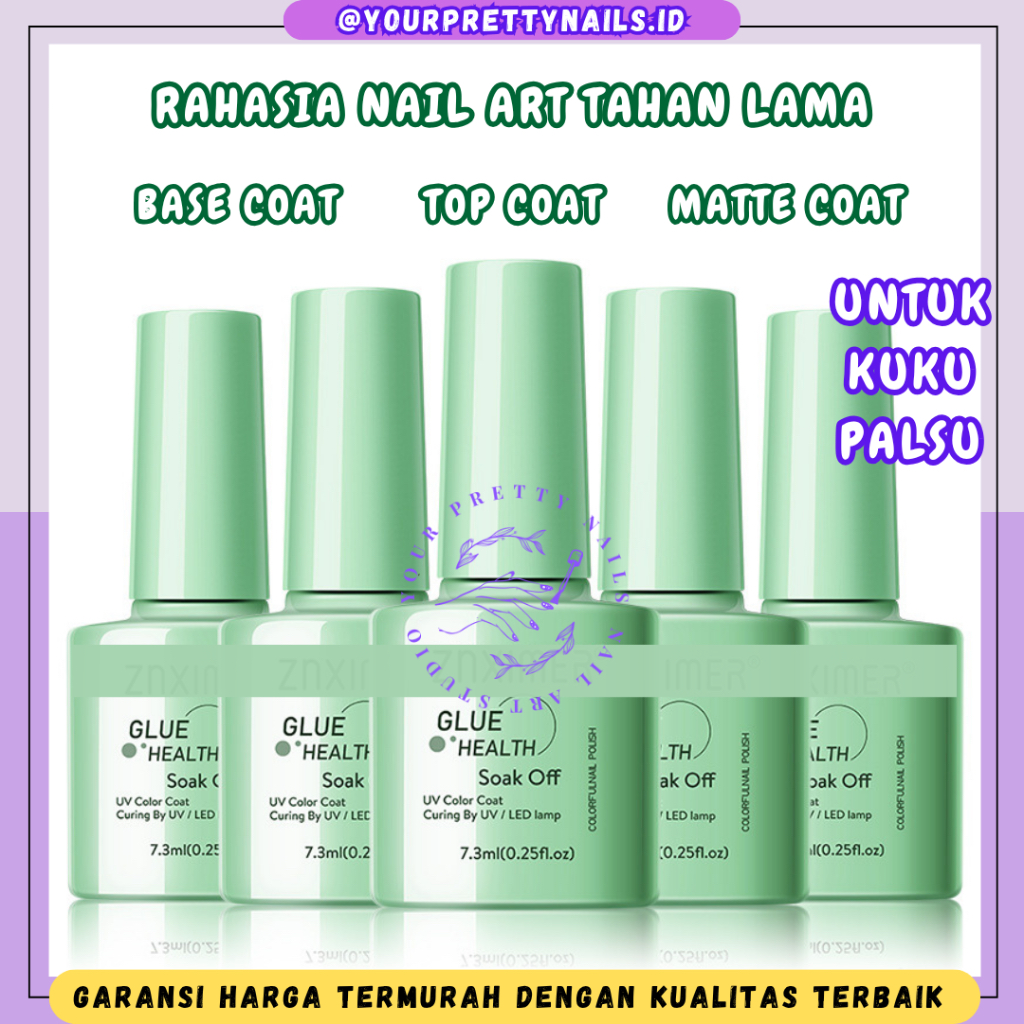 (BEST SELLER) BASE COAT TOP COAT MATTE COAT KUTEK HALAL SOAK OFF NAIL POLISH UV GEL CAT KUKU GEL POL