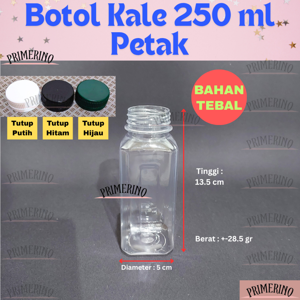 BOTOL KALE 250 ML PETAK BAHAN TEBAL / BOTOL ALMOND BOTOL PLASTIK BOTOL MINUMAN BOTOL MADU