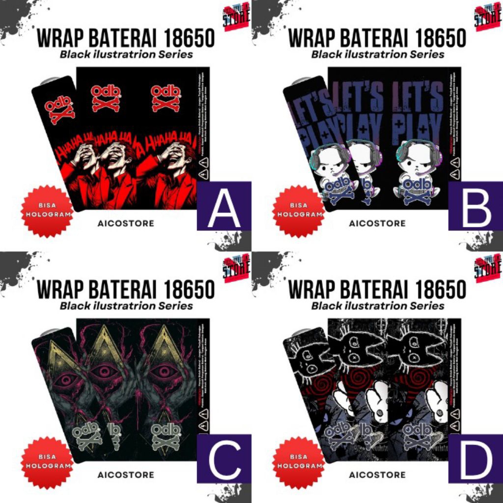 

Stiker Wraps Baterai 18650 Odebe x Fahri Black Ilustrasion Full Desain Termurah Untuk Melindungi Baterai Dan Mempercantik Baterai