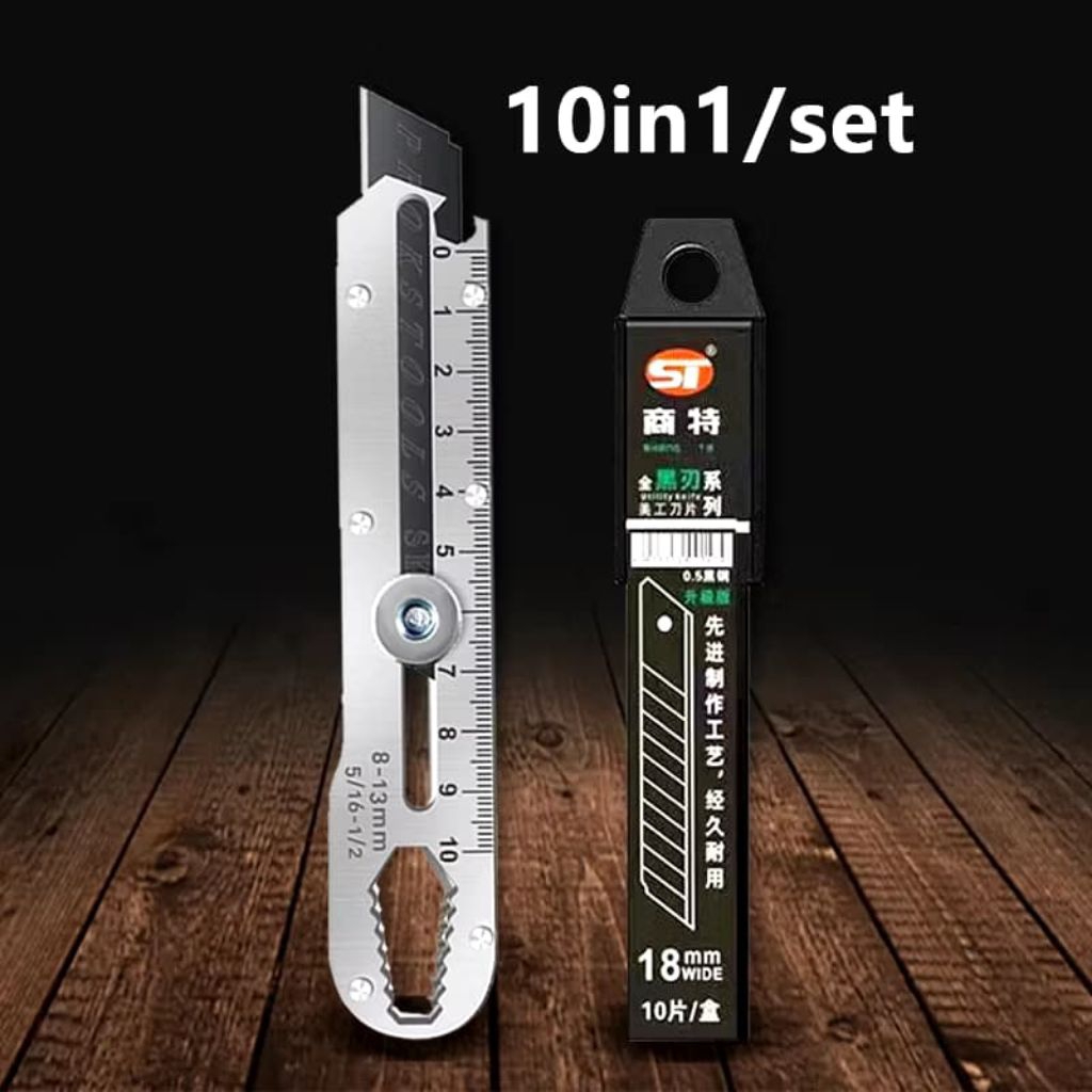 

Cutter Besi Stainless Steel 9in1 Pisau 15 mm Pemotong Serbaguna AntiKarat 9in1 dan isi 10 pcs Cutter