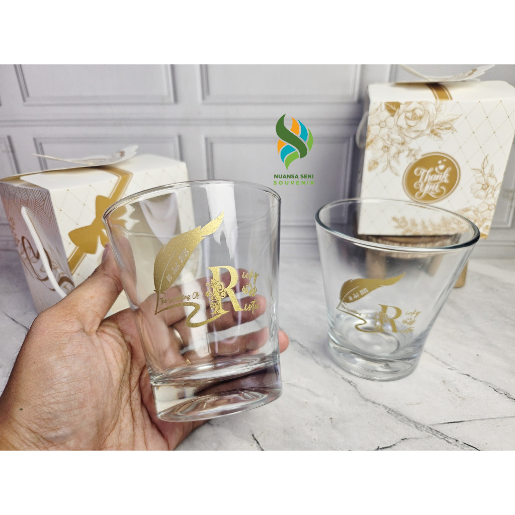 Souvenir Pernikahan Gelas Kaca Minum Gelas Denver Cangkir Wine Tumbler Juice Kaca Sablon