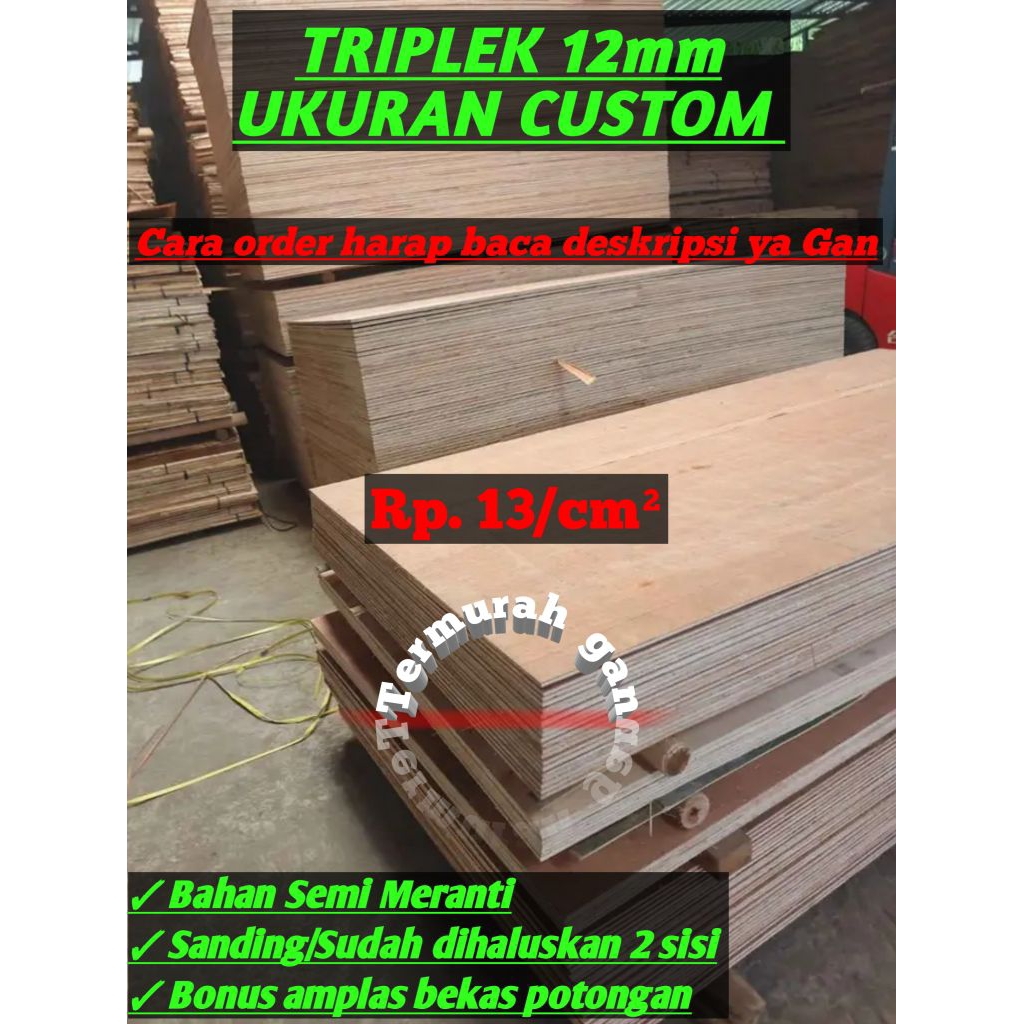 Triplek custom 12mm / triplek potongan 12mm