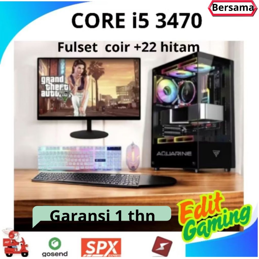 Pc Gaming core i5 3470  monitor full set termurah siap pakai