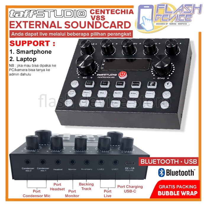 Mixer USB External Sound Card Bluetooth TaffSTUDIO Centechia V8S
