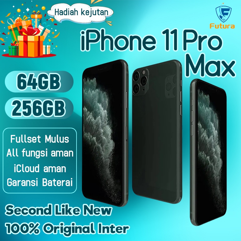 iPhone 11 Pro Max 64GB 256GB Second Hand Garansi 1 Bulan Terpercaya Bh 95+ Lcd Ori All Function Well