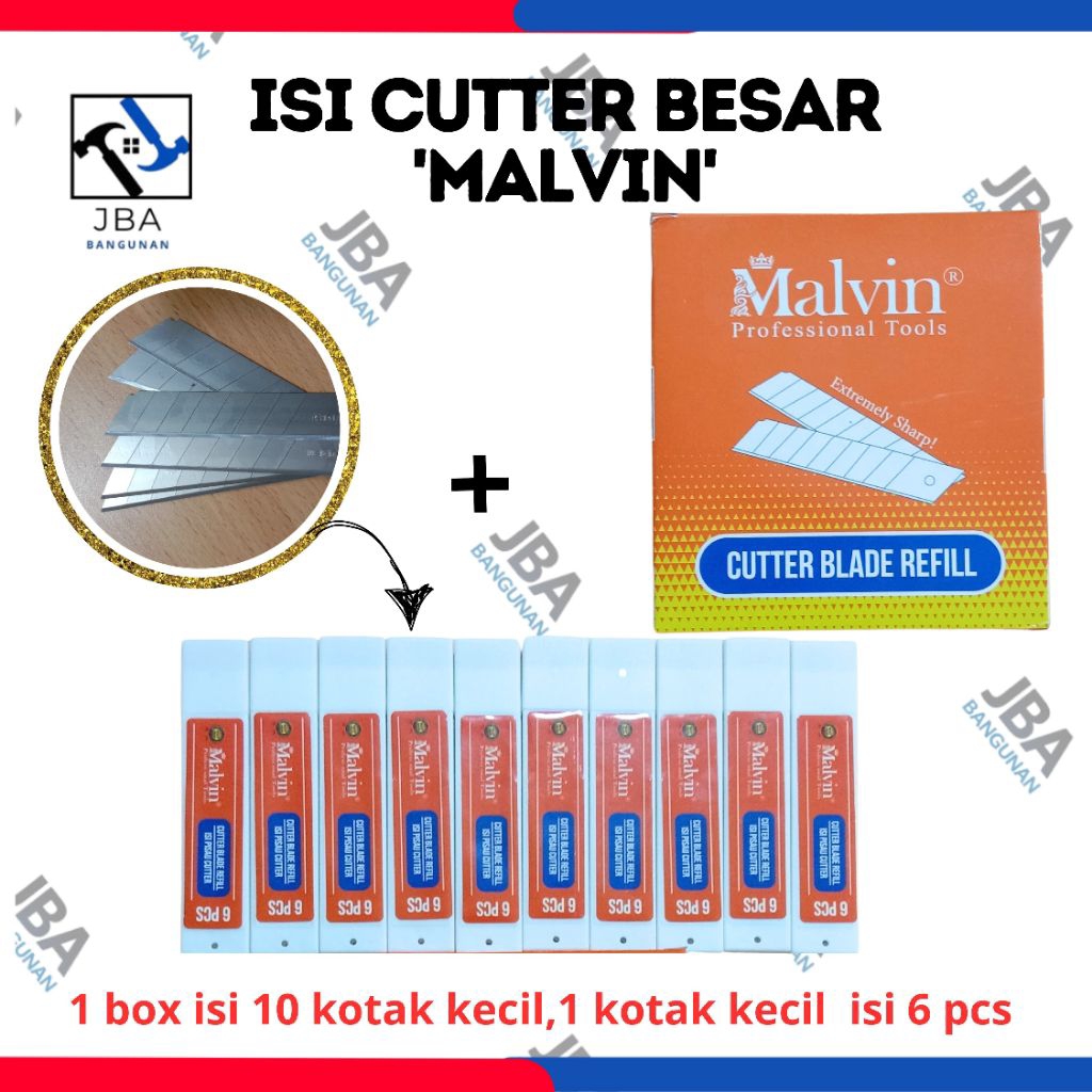 

ISI KATER BESAR L-150 MALVIN 1 Box isi 10 kotak kecil/CUTTER BLADE REFILL MALVIN/isi kater besar/isi kater Malvin
