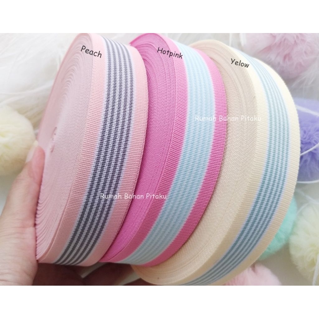 

HARGA per-YARD (=90CM), PITA KOREA GARIS PASTEL UK. 1" (2,5CM), (PLL-100), PITA RAMBUT, PITA HAMPERS