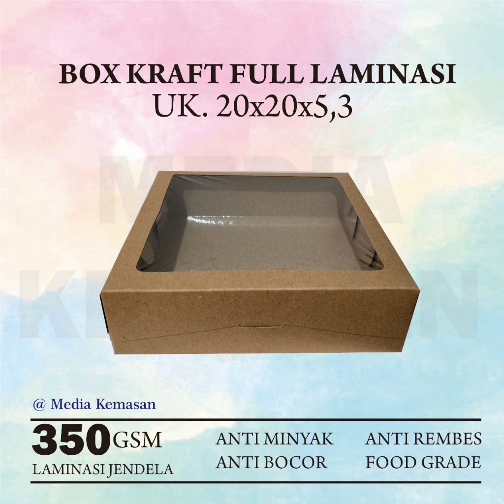 isi 30/20/10 DUS KUE 20x20x5,3 Dus Kue Bolu Dus Brownies Dus box Kue/Kraft/Brownies/Donat/piza