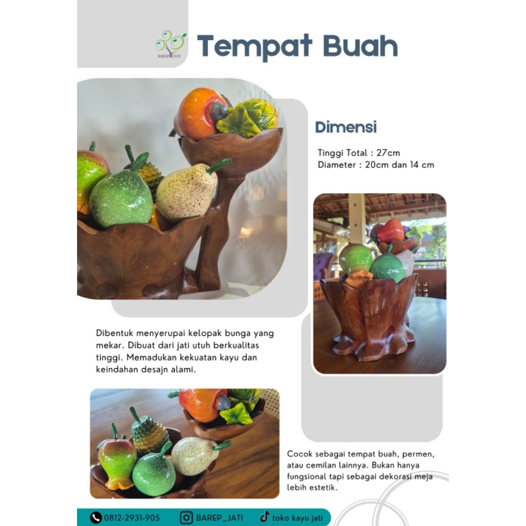 tempat buah  susun  - tempat buah jati - tempat buah kayu jati - tempat buah unik - toko kayu jati-F