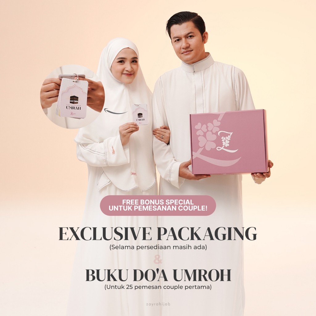 

FREE BOX EXCLUSIVE + BUKU DOA UMROH PEMBELIAN SET COUPLE ABAYA & THOBE