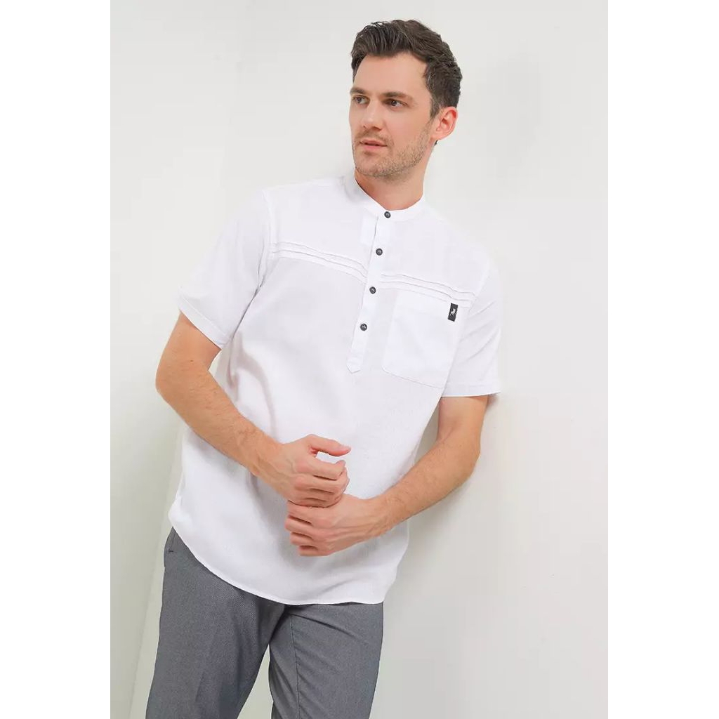 Cotton Dobby & Linen KLS476WH KOKO LENGAN PENDEK LOIS ORIGINAL PUTIH WHITE