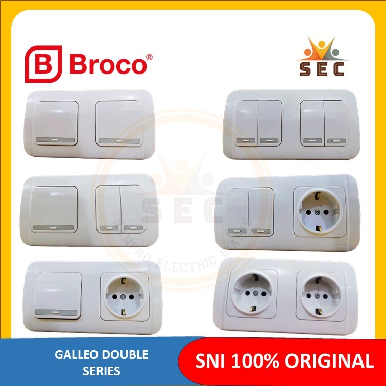 BROCO GALLEO 2 GANG IB SET SAKLAR STOP KONTAK