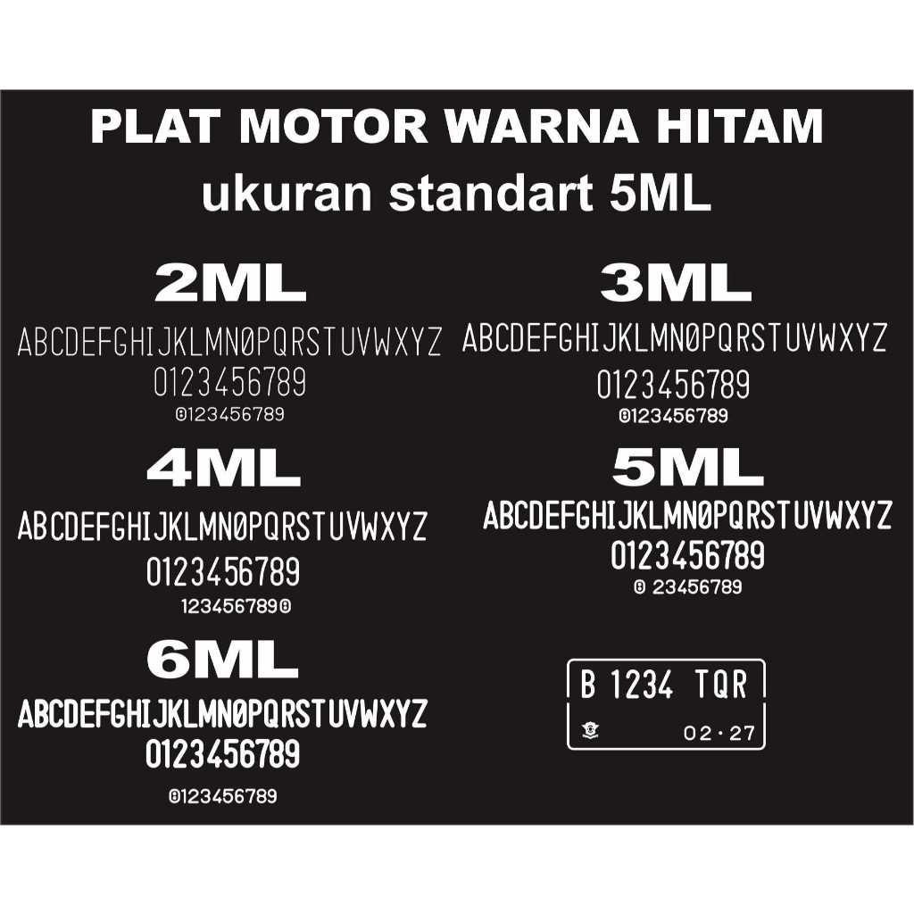 Sticker angka plat nomor motor dan mobil
