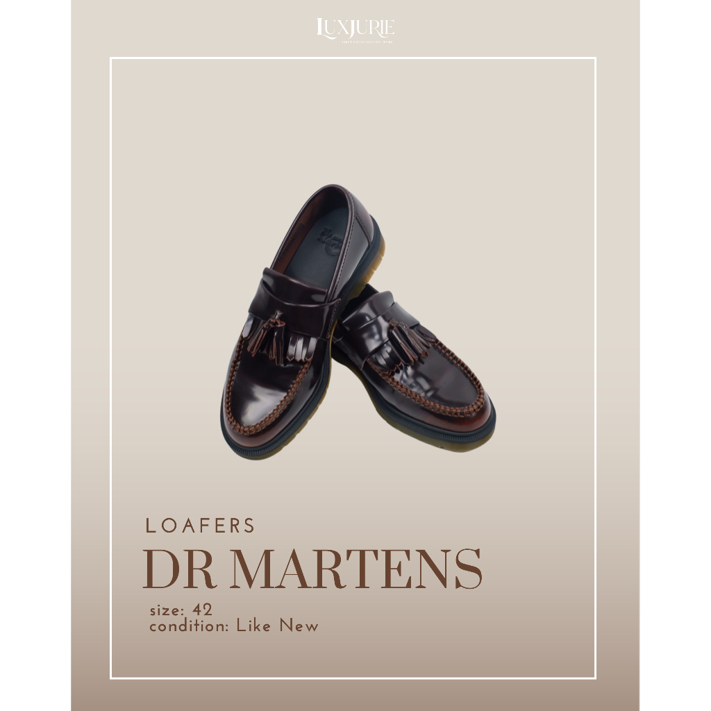 Sepatu pria Dr Martens Loafers brown kondisi baru , sepatu Dr Martens coklat loafers kulit size 42