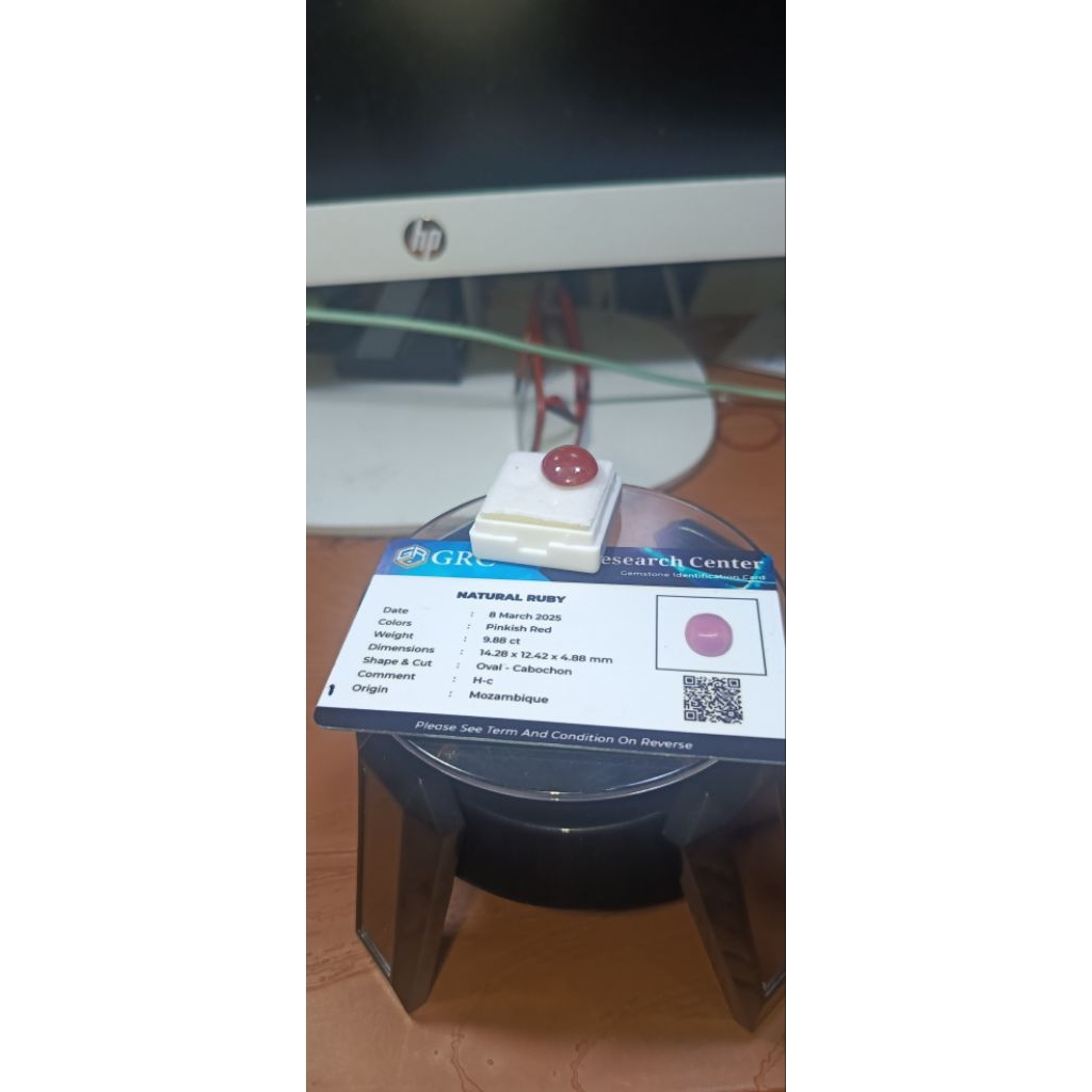 Natural ruby with memo