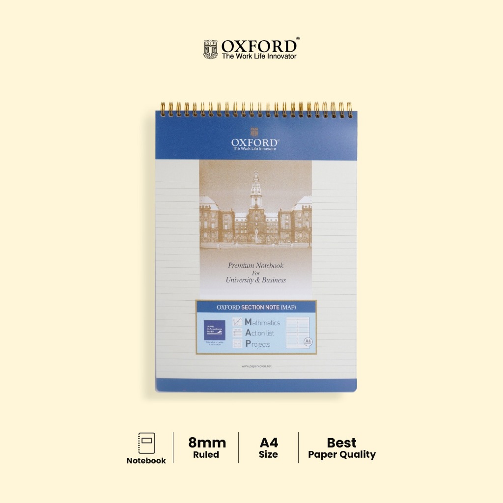 

Oxford Notebook Korea Ukuran A4 Spiral Atas 80 Lembar – Warna Biru, Buku Catatan Spiral Atas Premium
