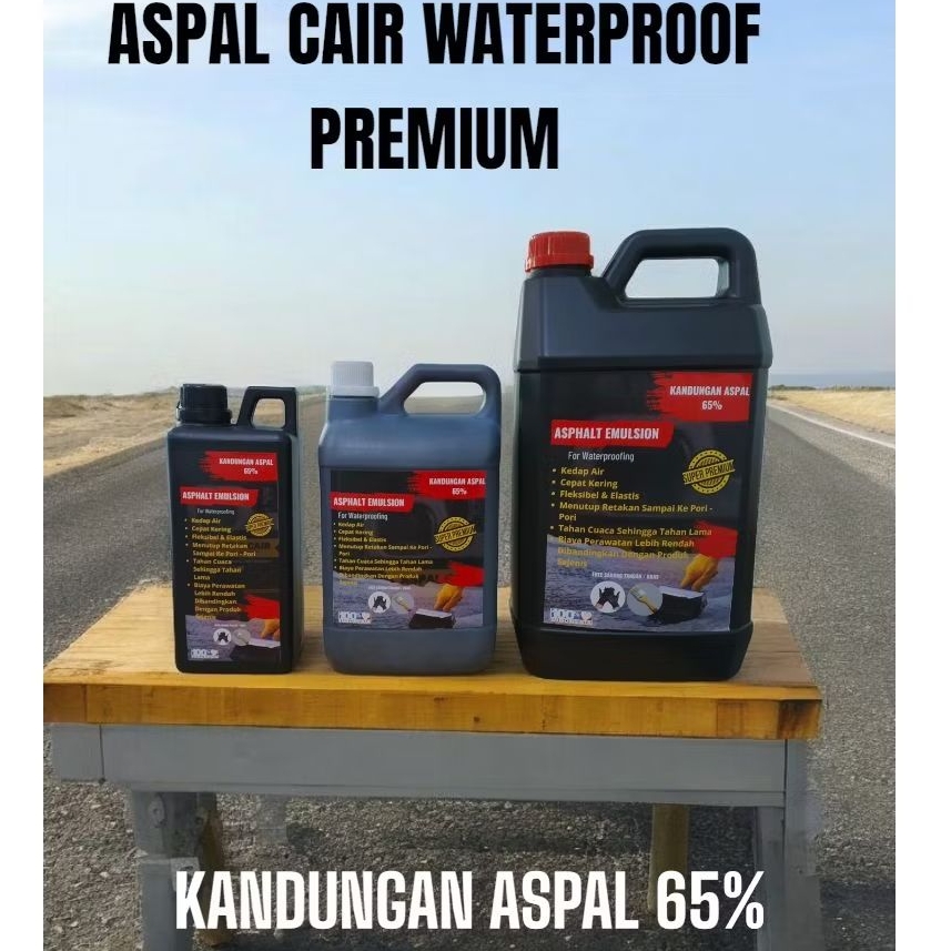 ASPAL CAIR SUPER Aspal Cair Kental Kadar Aspal 65% Tahan Air untuk Dak dan Atap SUPER KADAR ASPAL 65