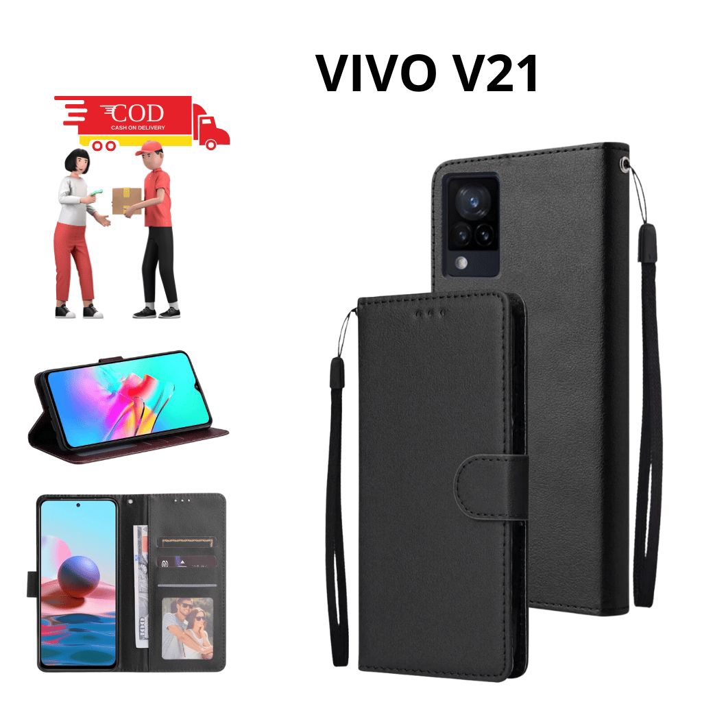 Casing Flip Polos Vivo V21 Casing Flip Wallet Dompet