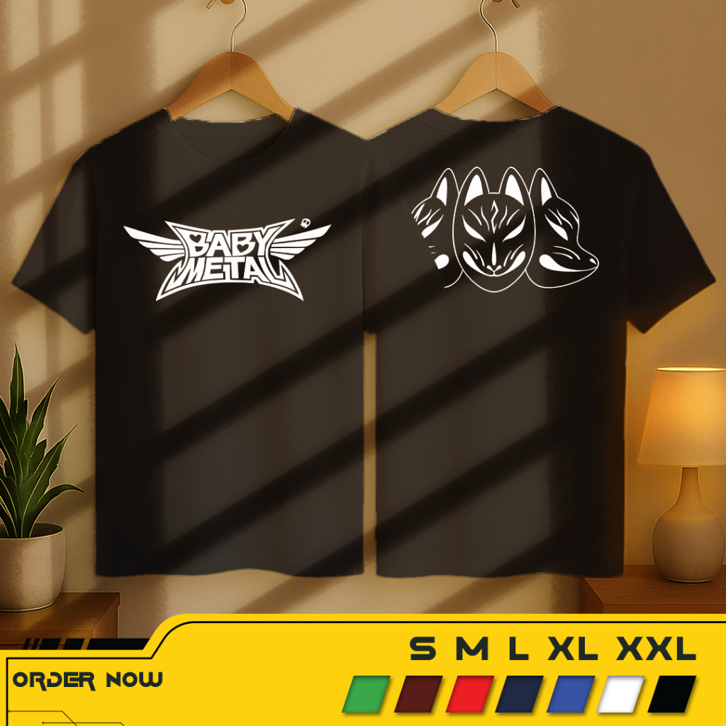 Kaos Tshirt  Anak BABY METAL V1 Topeng Oni jepang | Baju Distro Idol J-Pop Metal Terbaru | Katun 30s