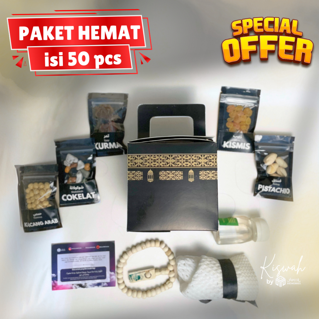 

PAKET 50 PCS Kiswah Collection | Hampers Oleh Oleh Haji dan Umrah | Snack Box Ka'bah