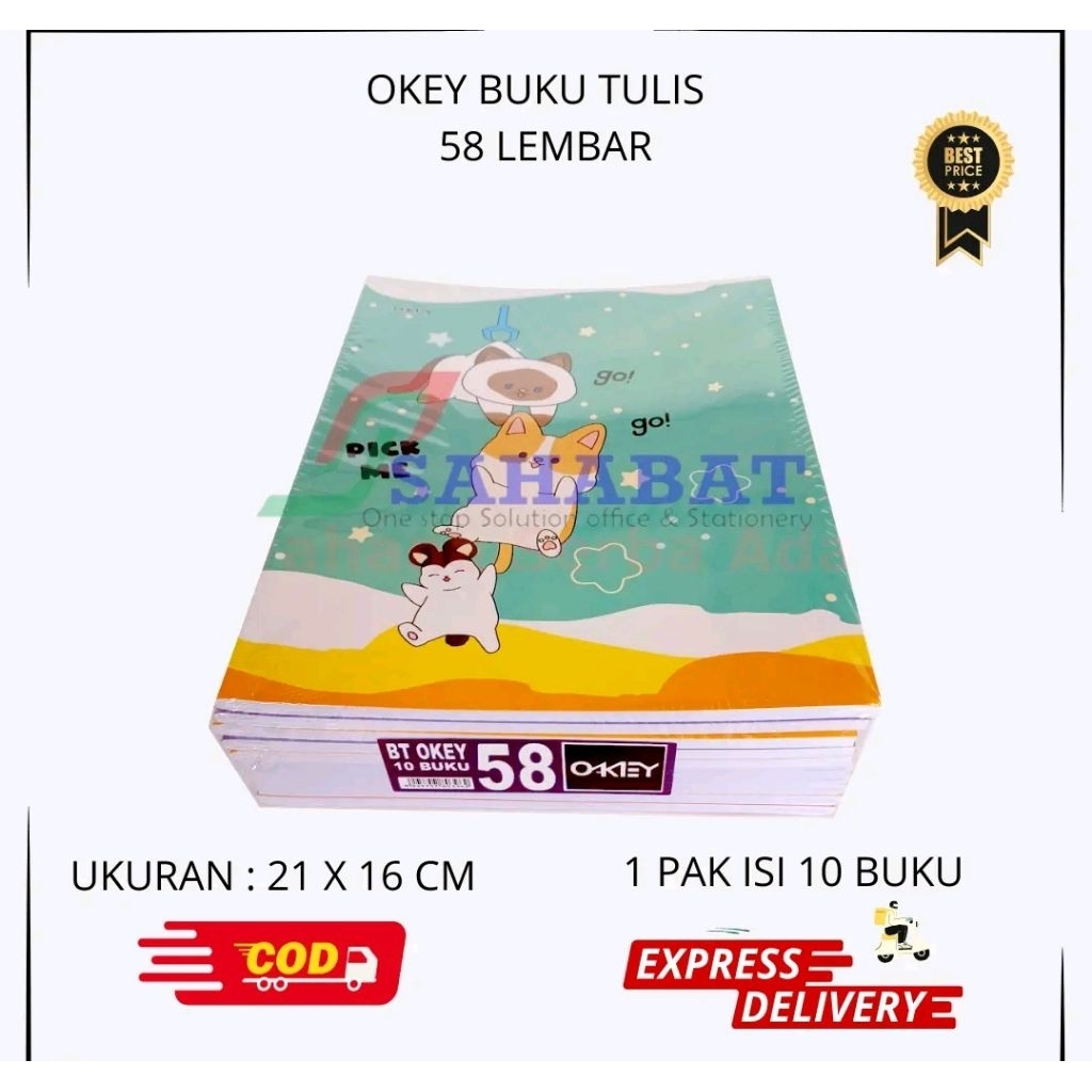 

Buku tulis OKEY 58 lembar 1pack isi 10 buku