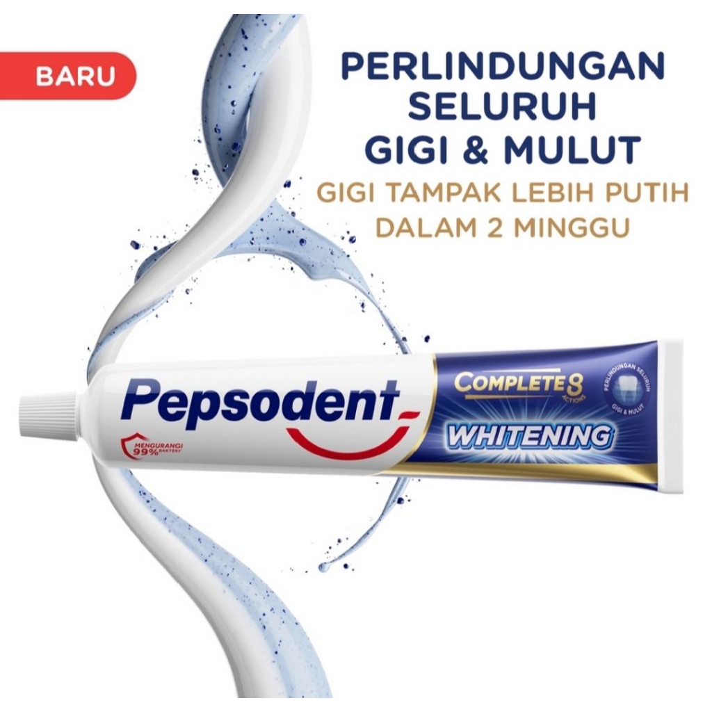 PEPSODENT COMPLETE 8 WHITENING, pasta gigi pepsodent