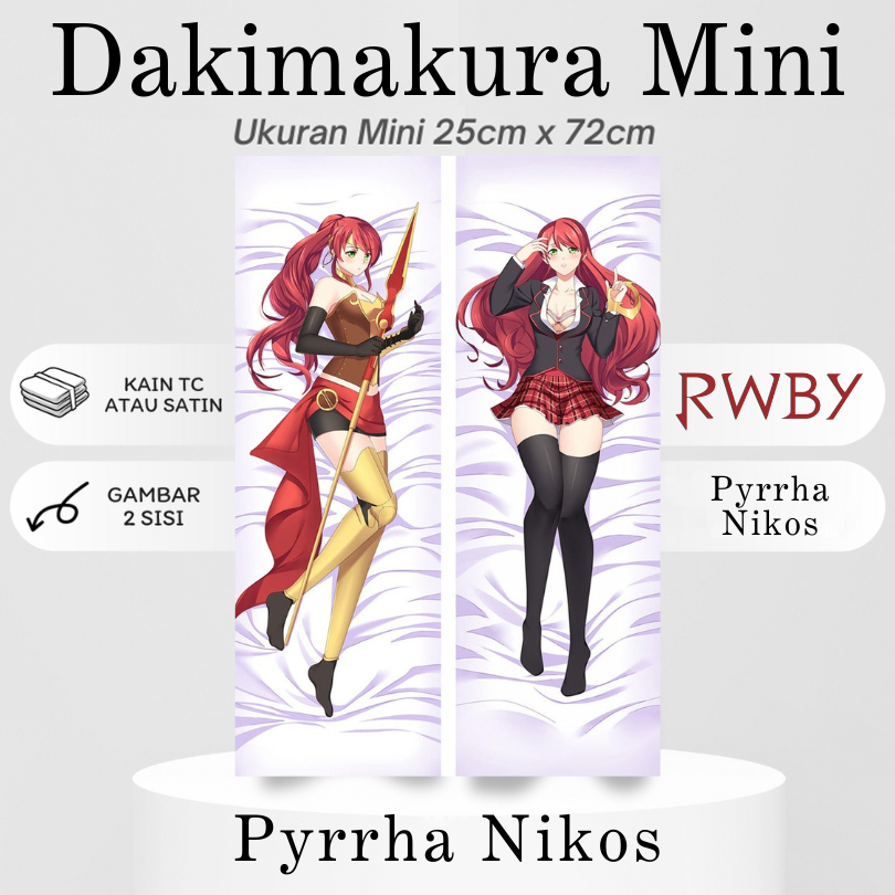 DAKIMAKURA Mini PYRRHA NIKOS RWBY - Sarung bantal Mini Waifu Anime RWBY: Hyousetsu Teikoku Ice Queen