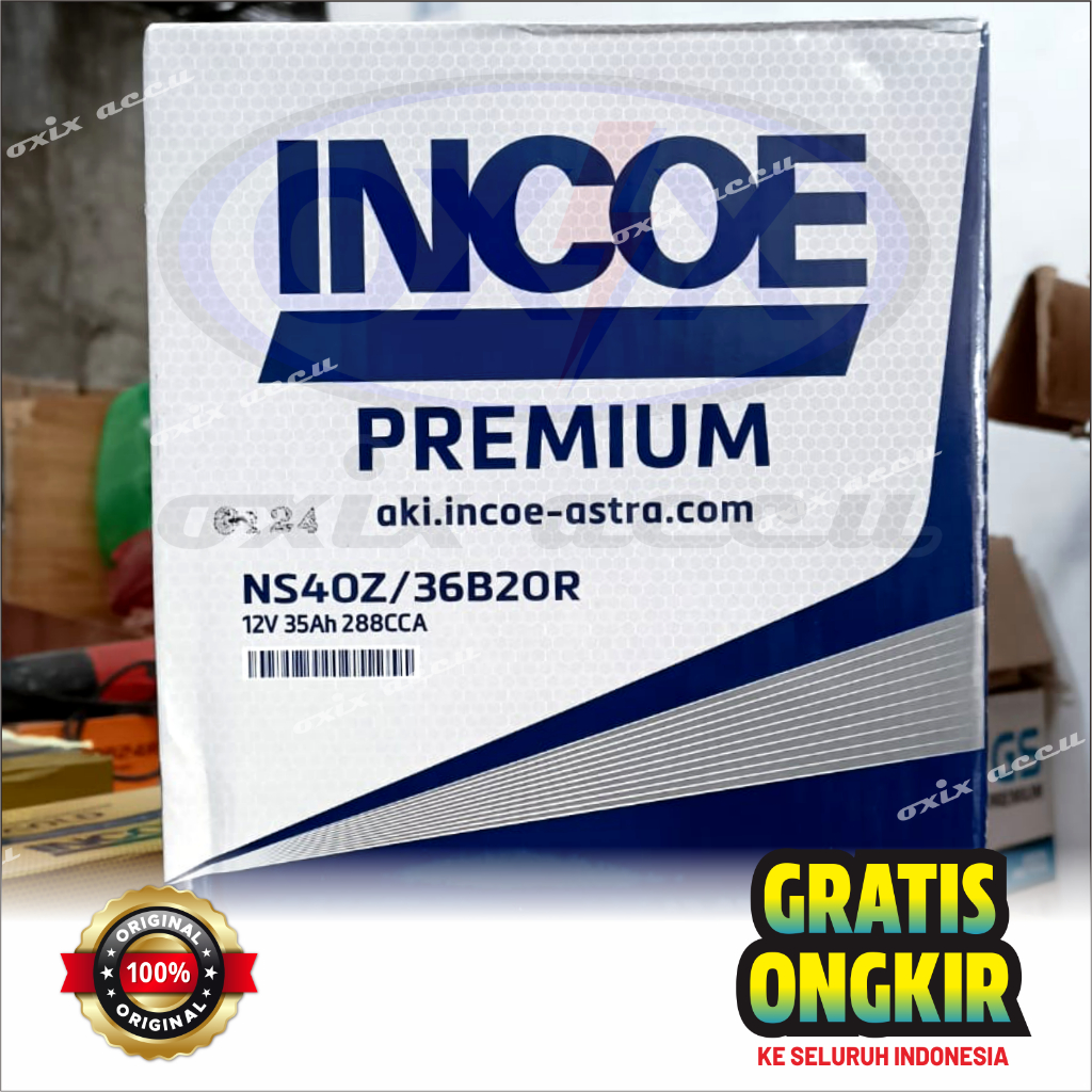 Incoe Premium NS40Z/NS40ZL (36B20R/L) 12V 35Ah ORIGINAL - Aki Avanza, Mobilio