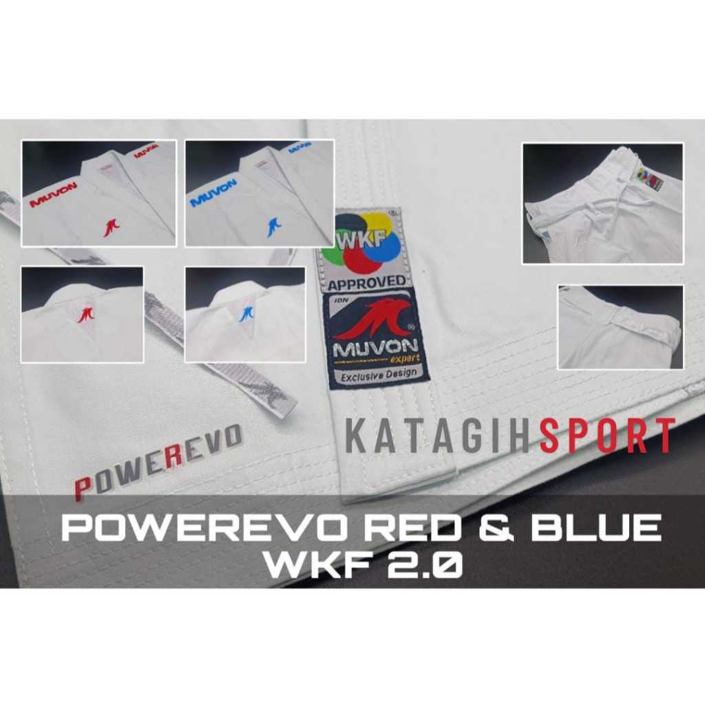 Baju Karate gi KATA Muvon Powerevo Red & Blue 2.0 WKF APPROVED Original / Power Revo Combo