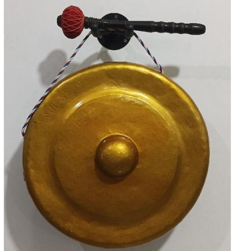 Gong Besi Diameter 40 cm Plus Pemukul (Cat kuning Emas)