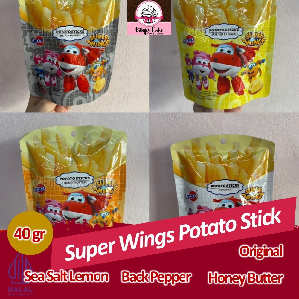 

Super Wings Potato Stick Rasa Original Honey Butter Sea Salt Lemon and Balck Pepper 40 Gram Chips Snack